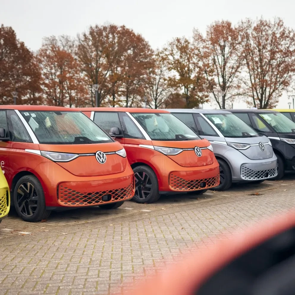 Verschillende ID. Buzz Cargo in een rij opgesteld