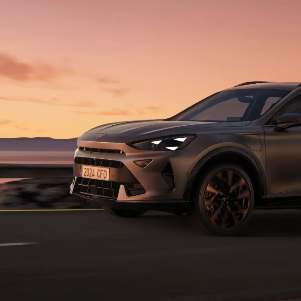 CUPRA Formentor geparkeerd langs een kustlijn